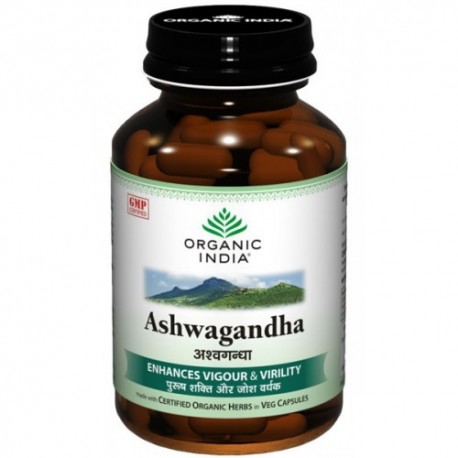 Organic India Ashwagandha 60 Capsules Bottle