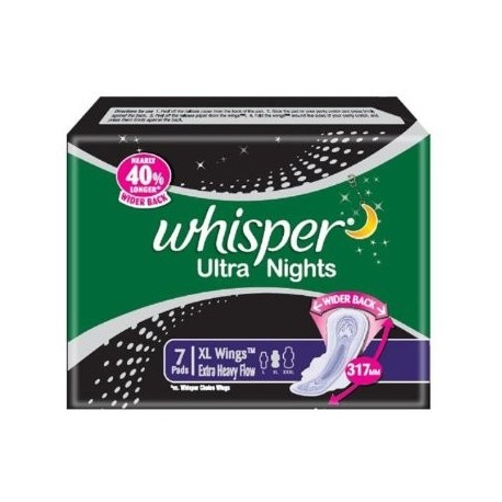 Whisper Bindazzz Nights Heavy Flow Sanitary Pads for Women, XL+ 7 Napkins -  pad